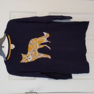Stylus Geometric Fox Sweater with 3/4 Length Sleeves - Size Small